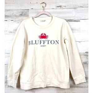 Spartina 449 Womens S Cream Red Bluffton Crab Pullover Sweatshirt Beach